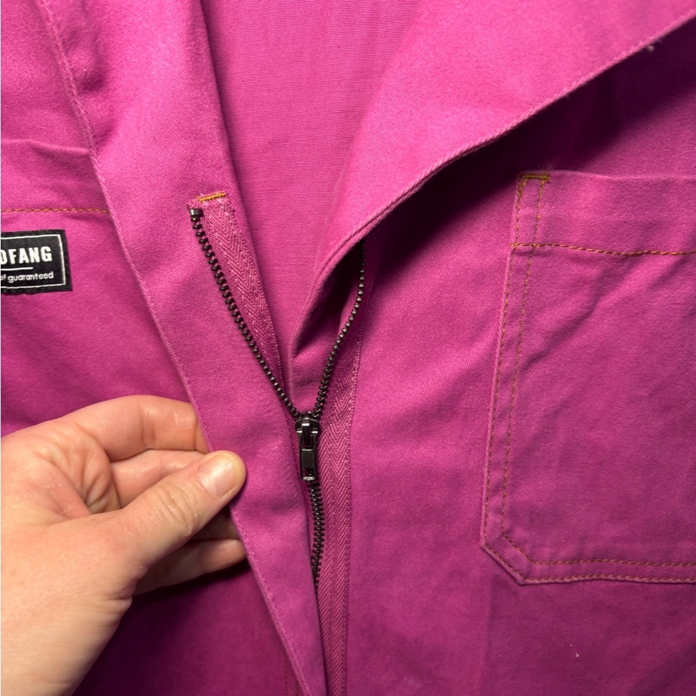 Wildfang THE ESSENTIAL LONG SLEEVE COVERALL Bright Pink Purple size XS workwear - Picture 8 of 12